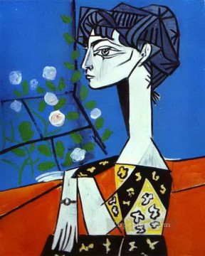 Jacqueline con flores 1954 Cubismo Pinturas al óleo